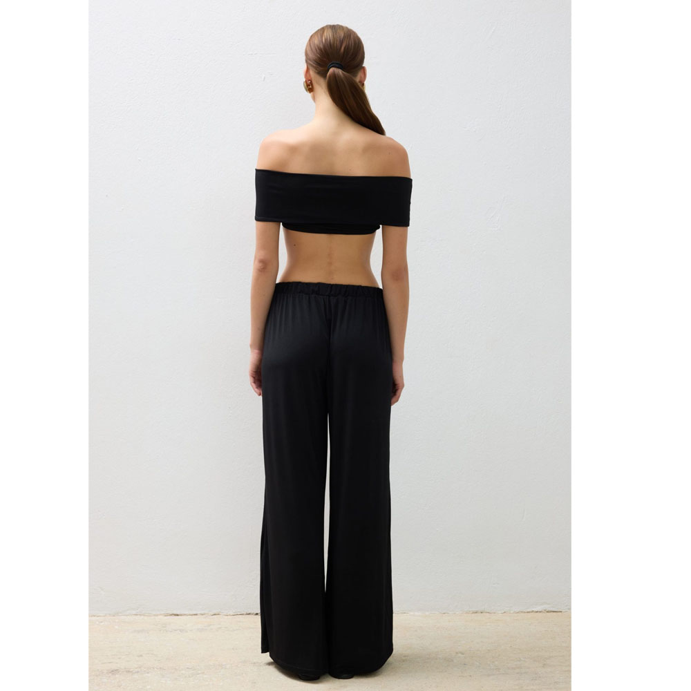 COMBOS KNITWEAR Pants Wide Leg Γυναικείο Παντελόνι - 2