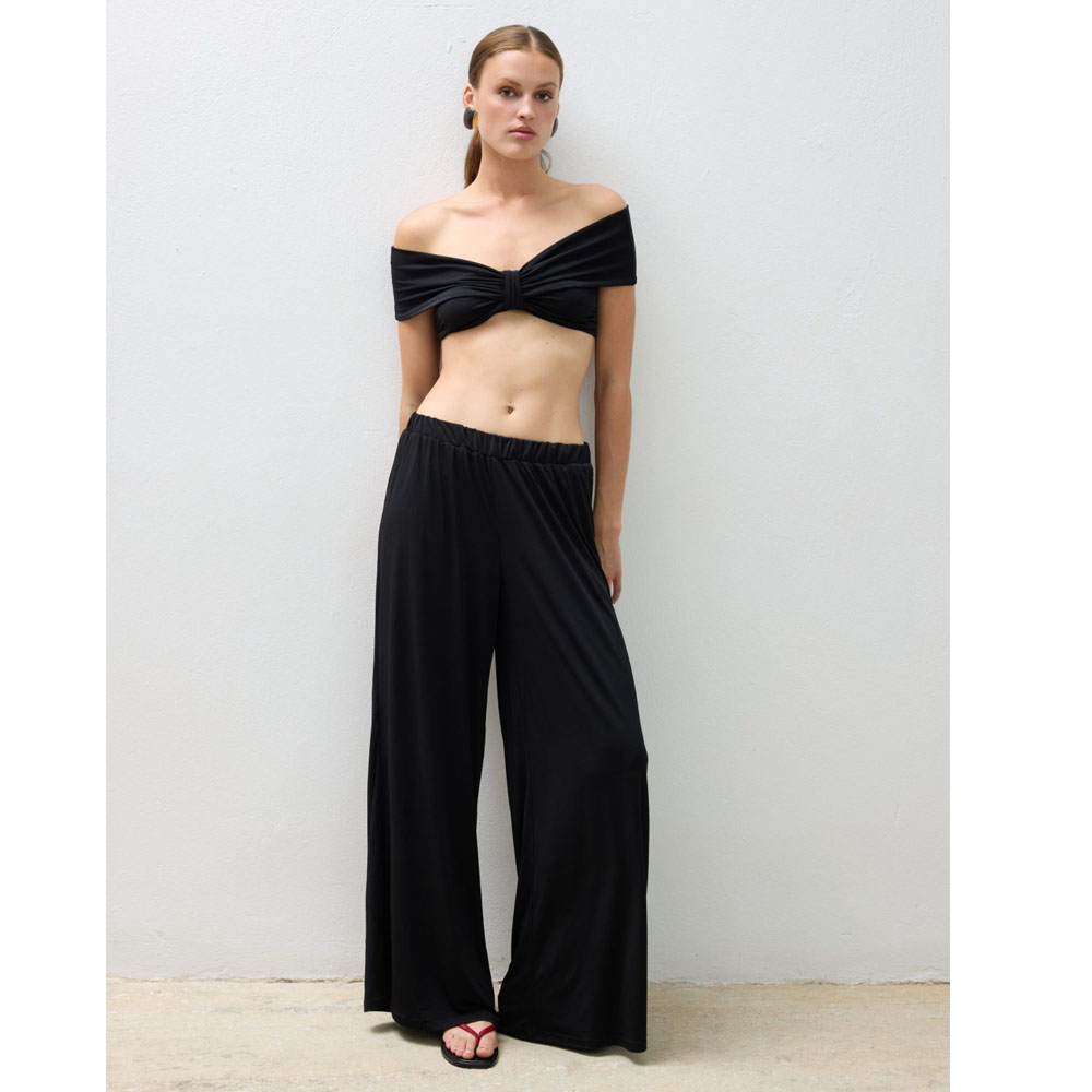 COMBOS KNITWEAR Pants Wide Leg Γυναικείο Παντελόνι - 3