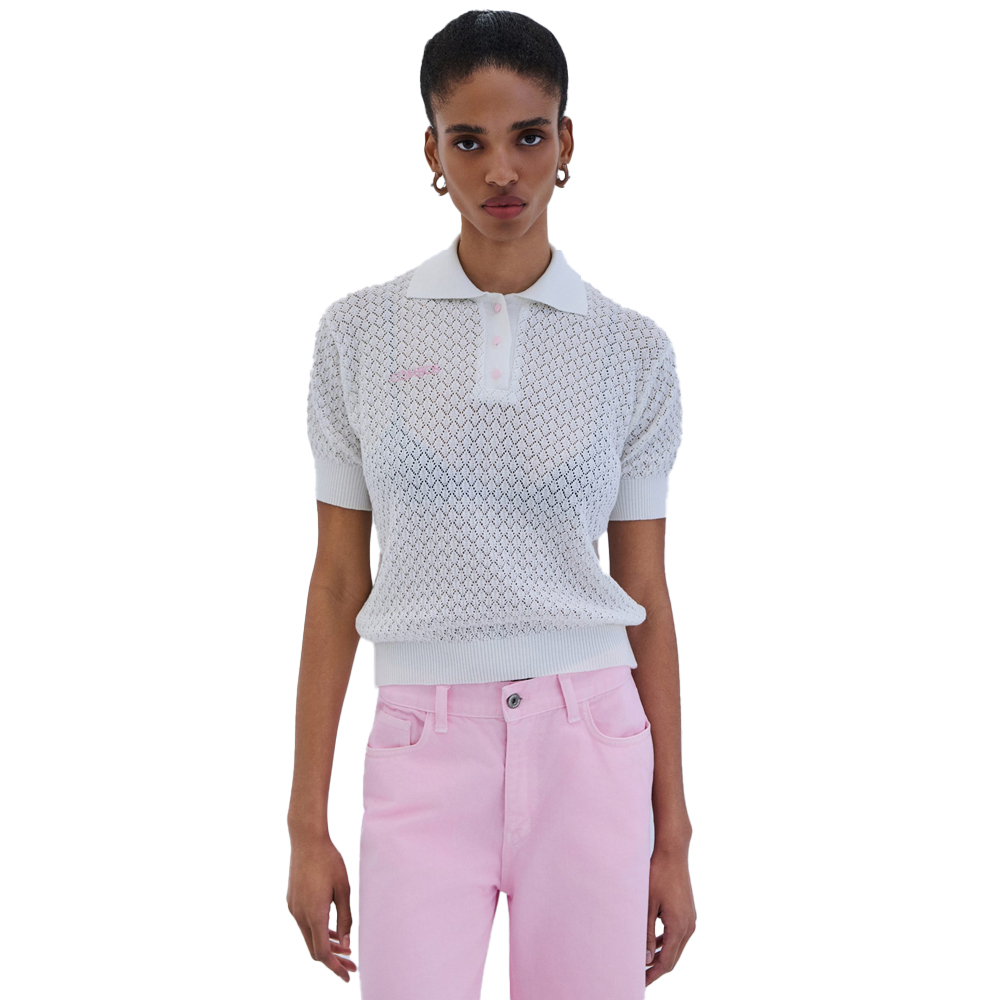 COMBOS KNITWEAR Blouse Polo “Combos” Γυναικεία Μπλούζα Πόλο - Λευκό