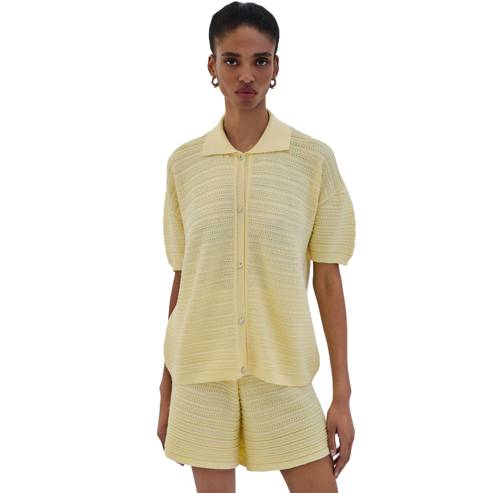 COMBOS Cardigan Polo Buttons Γυναικεία Ζακέτα - Κίτρινο