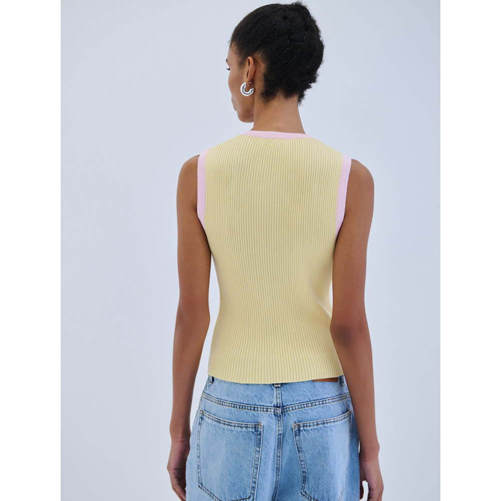 COMBOS KNITWEAR Blouse Starfish Buttons Γυναικεία Αμάνικη Μπλούζα - 2