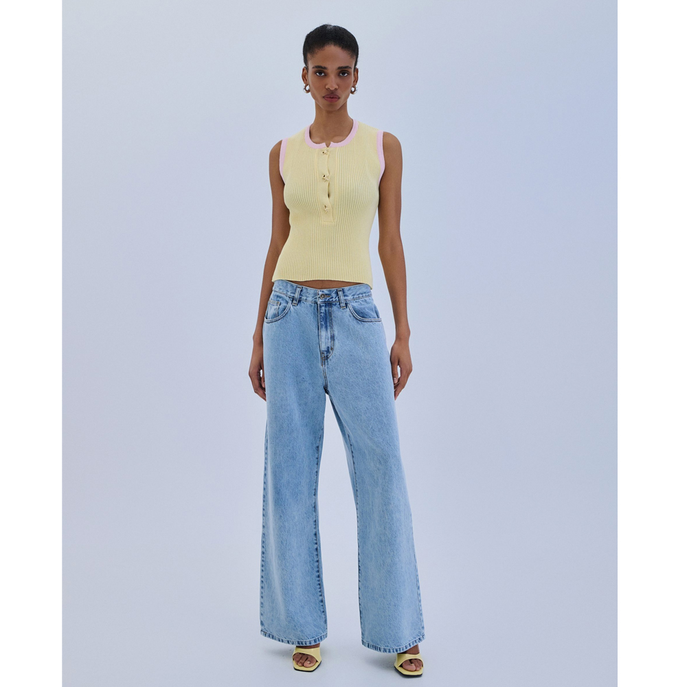 COMBOS KNITWEAR Blouse Starfish Buttons Γυναικεία Αμάνικη Μπλούζα - 3