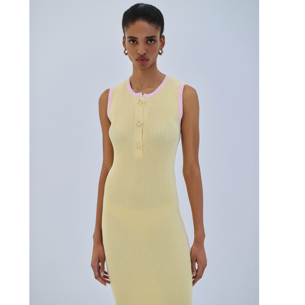 COMBOS KNITWEAR Dress Maxi Starfish Buttons Γυναικείο Φόρεμα Μάξι - 3