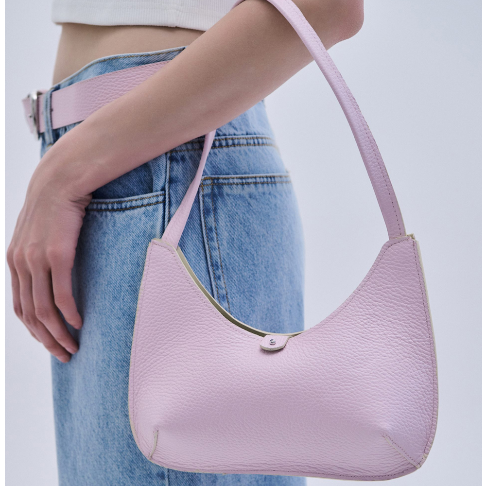 COMBOS KNITWEAR Bag Shoulder Leather Γυναικεία Τσάντα 'Ωμου - Ροζ