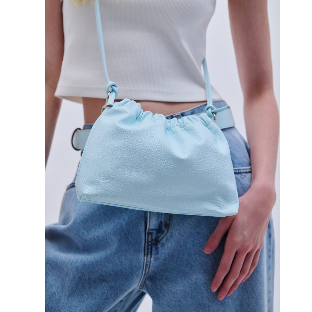 COMBOS KNITWEAR Bag Leather Crossbody Γυναικεία Τσάντα Χιαστί - Γαλάζιο