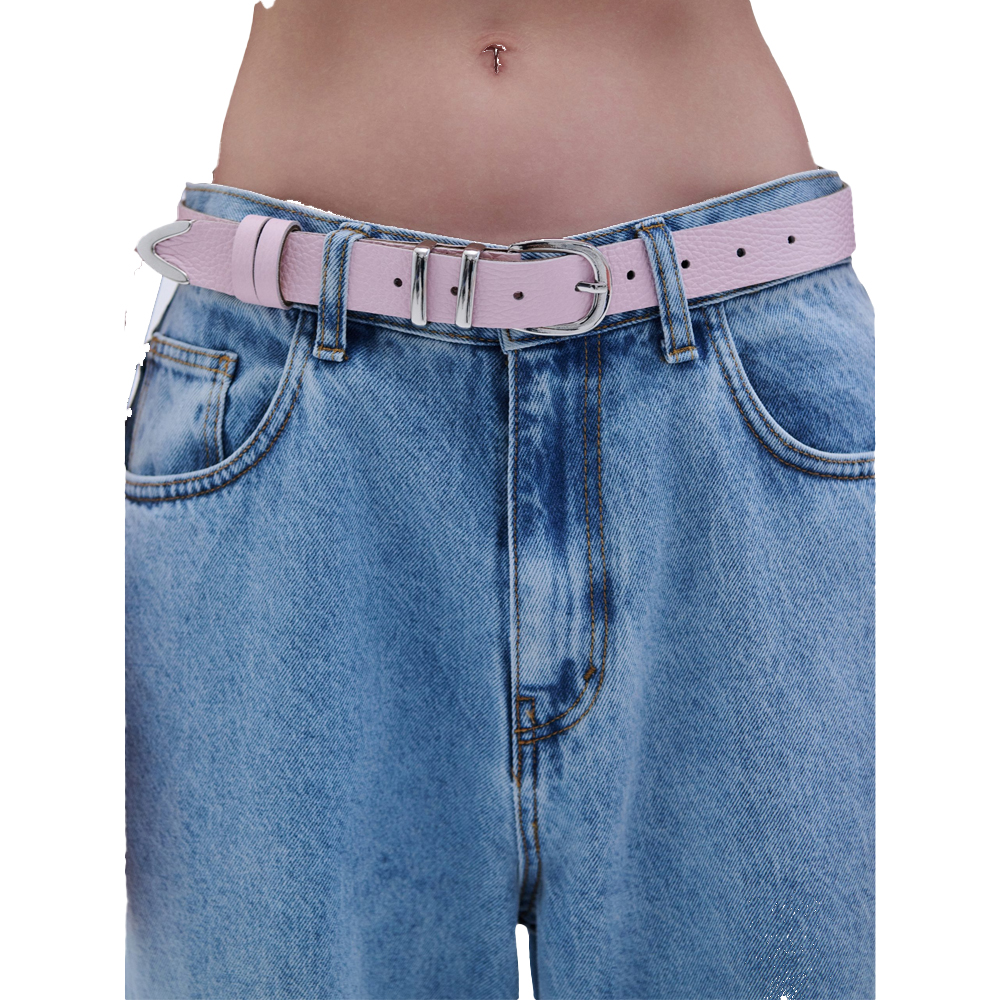 COMBOS KNITWEAR Belt Leather V Tip Γυναικεία Ζώνη - Ροζ