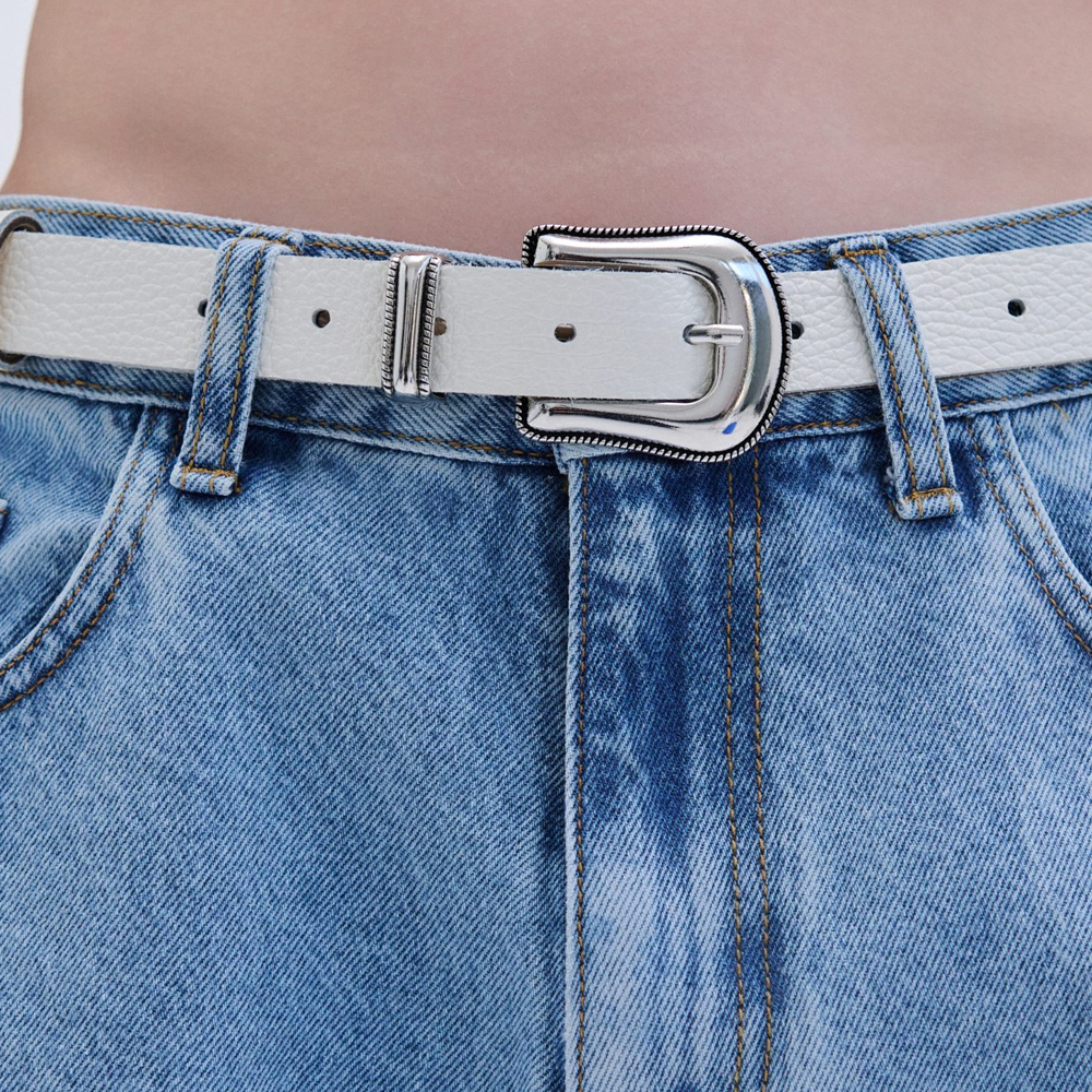 COMBOS KNITWEAR Belt Leather Metal V Tip Γυναικεία Ζώνη - 2