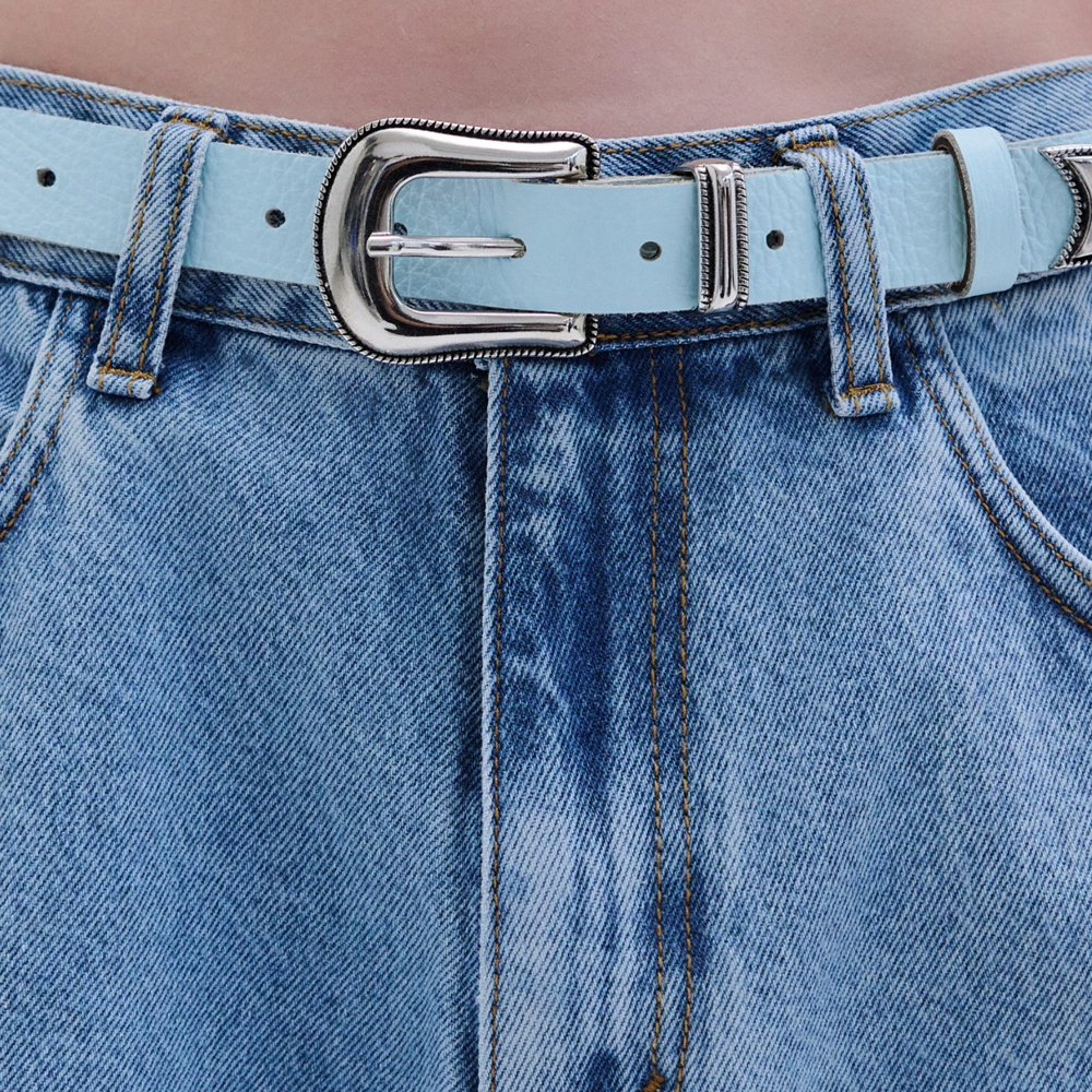 COMBOS KNITWEAR Belt Leather Metal V Tip Γυναικεία Ζώνη - 2