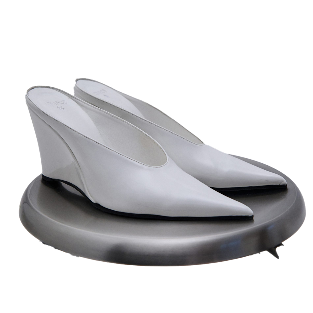 COMBOS KNITWEAR Mules Patent White Γυναικεία Πέδιλα - Λευκό