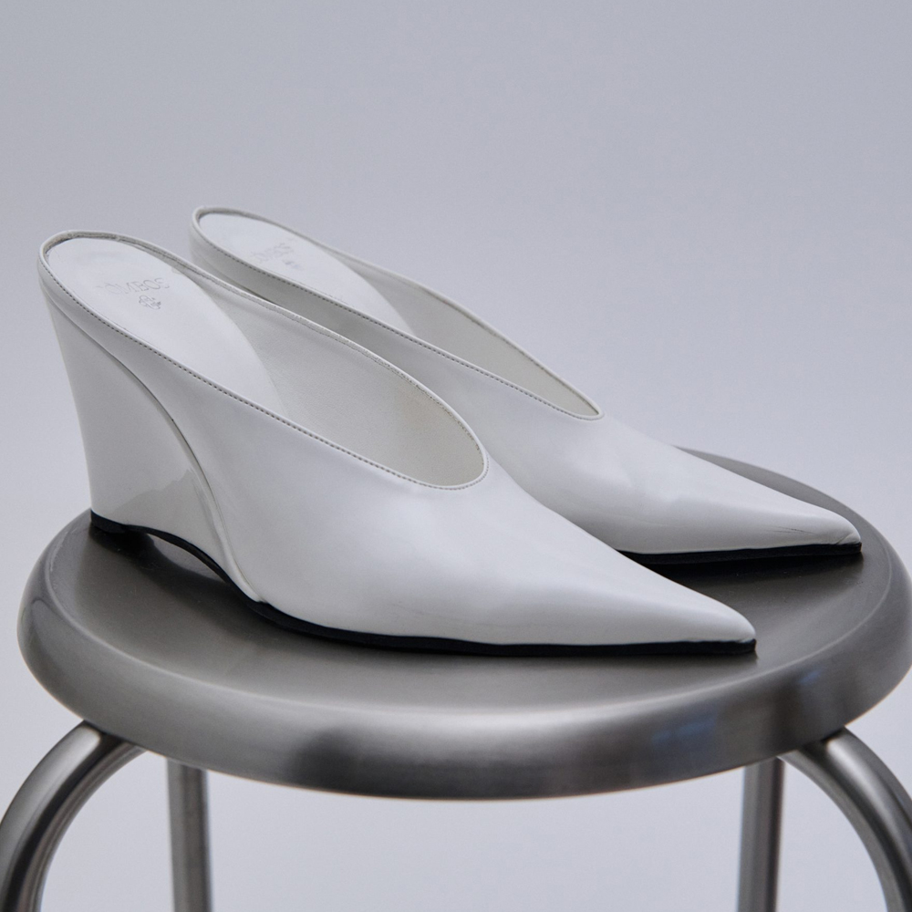 COMBOS KNITWEAR Mules Patent White Γυναικεία Πέδιλα - 3