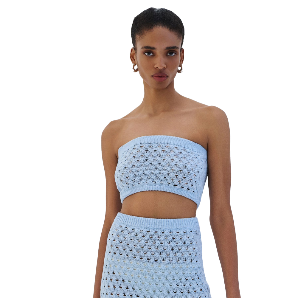 COMBOS KNITWEAR Bra Knit Γυναικείο Πλεκτό Τοπ - Γαλάζιο
