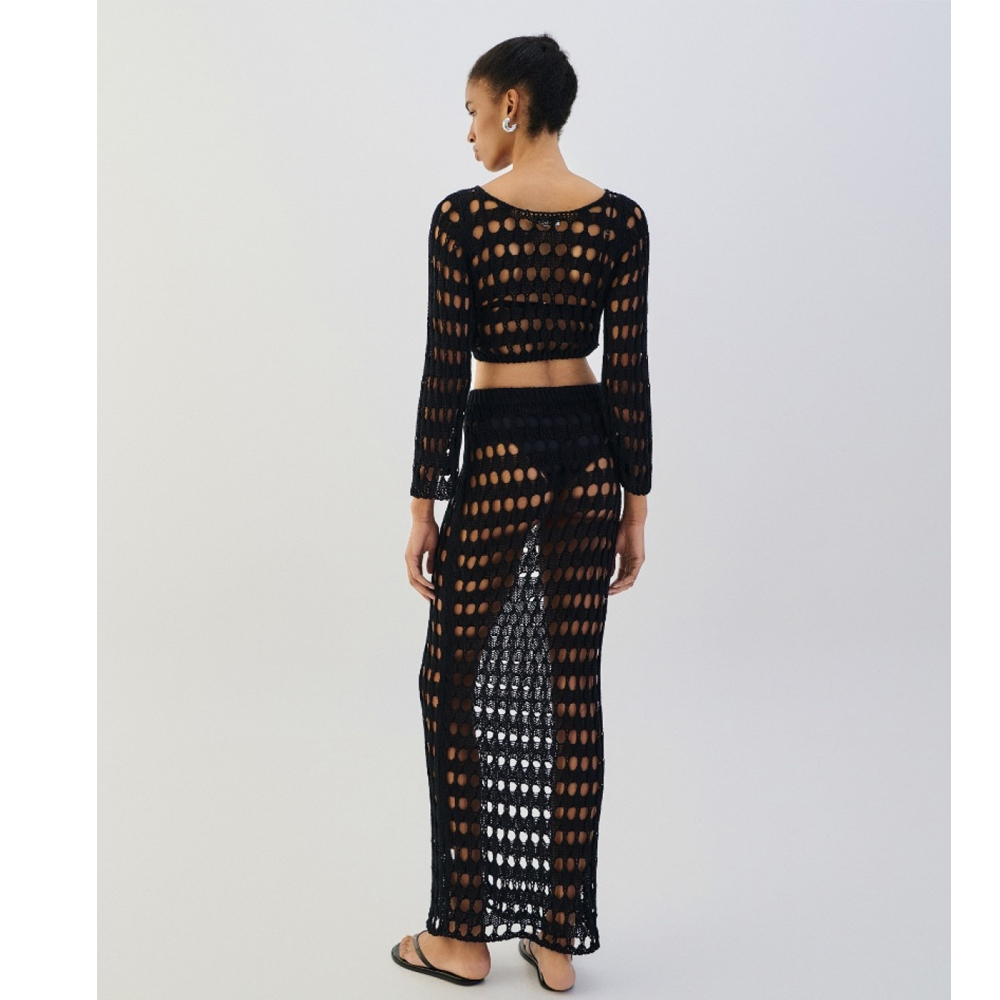 COMBOS KNITWEAR Blouse Crop Net Γυναικείο Πλεκτό Τοπ - 2