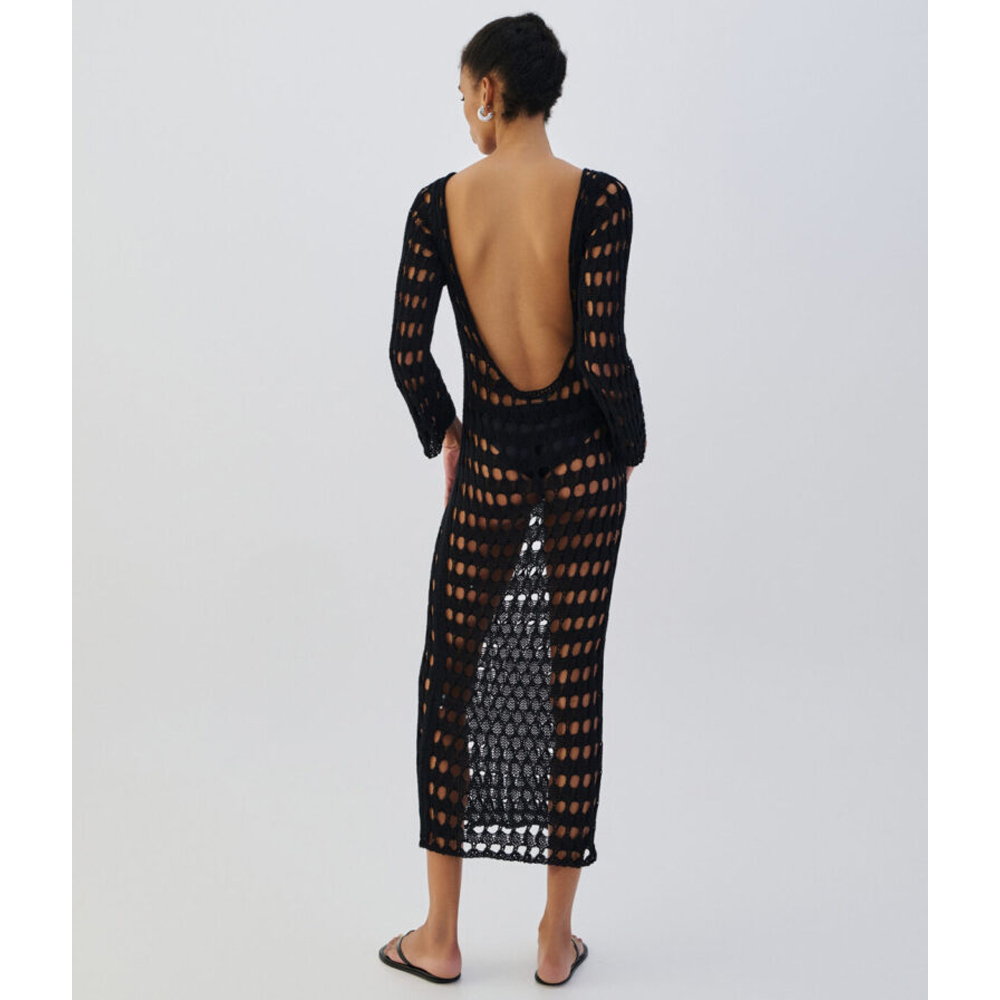 COMBOS KNITWEAR Dress Maxi Open Back Net Γυναικείο Φόρεμα Μάξι Διχτυωτό - 2