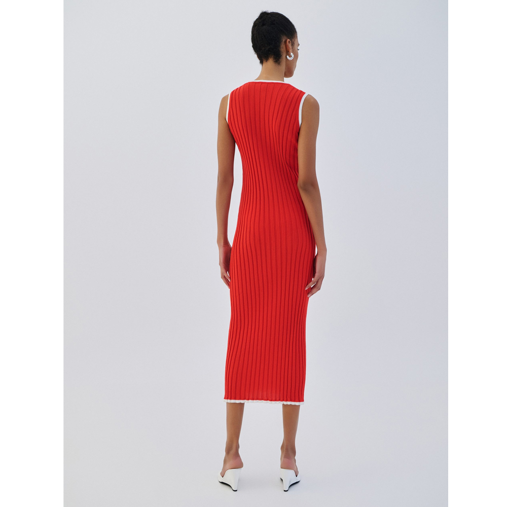 COMBOS KNITWEAR Dress Maxi V Stripe Γυναικείο Φόρεμα Μάξι - 2