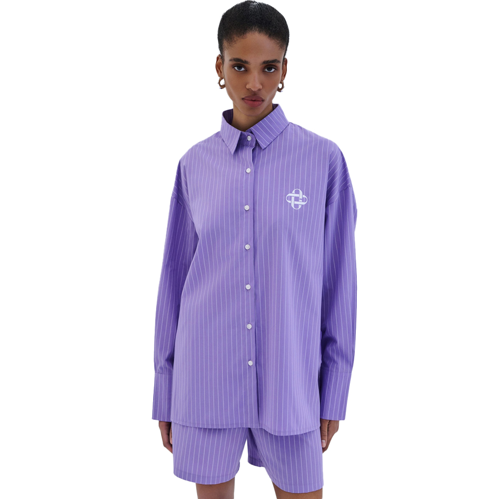 COMBOS KNITWEAR Shirt Striped Γυναικείο Πουκάμισο - Μωβ