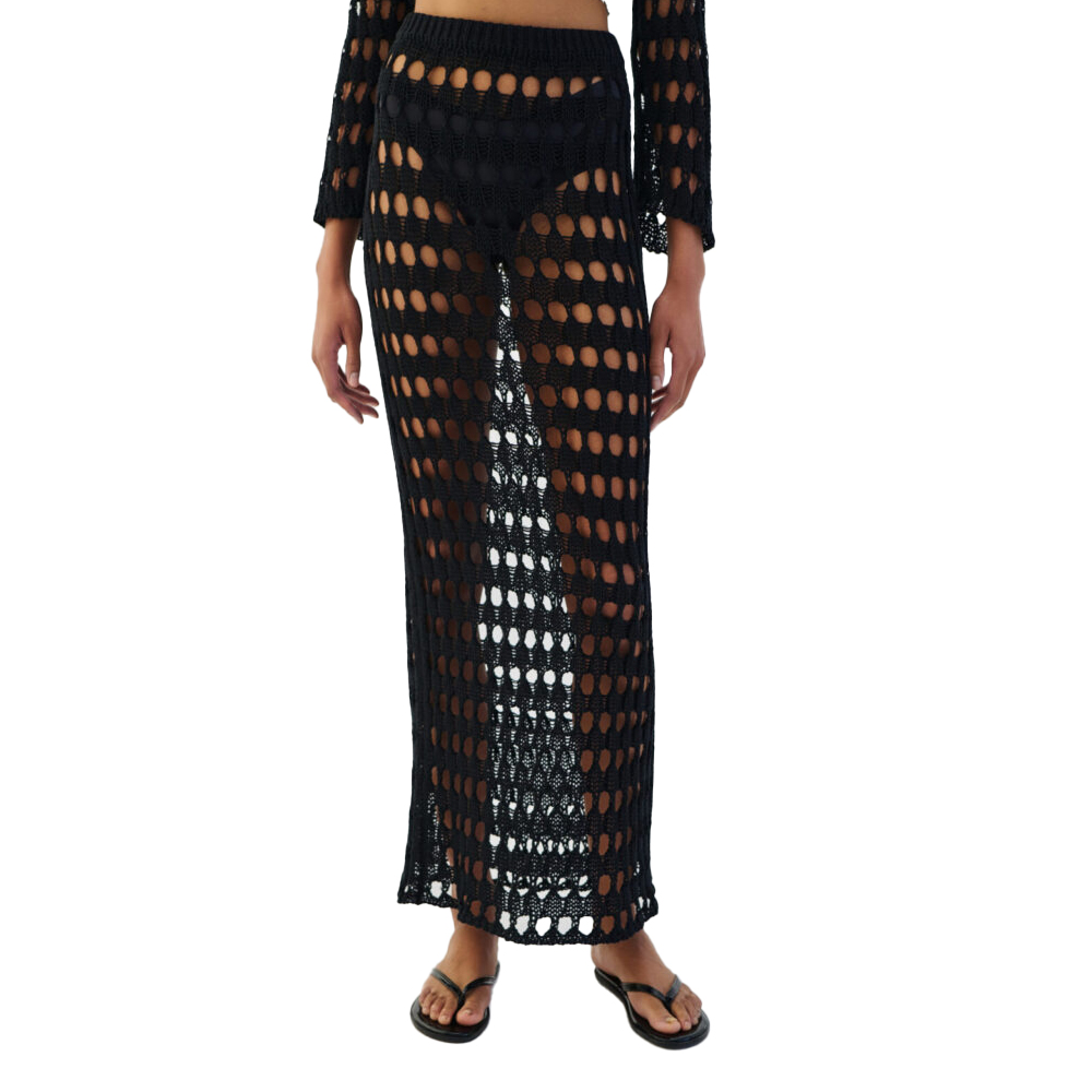 COMBOS KNITWEAR Skirt Maxi Net Γυναικεία Φούστα Μάξι Διχτυωτή - Μαύρο