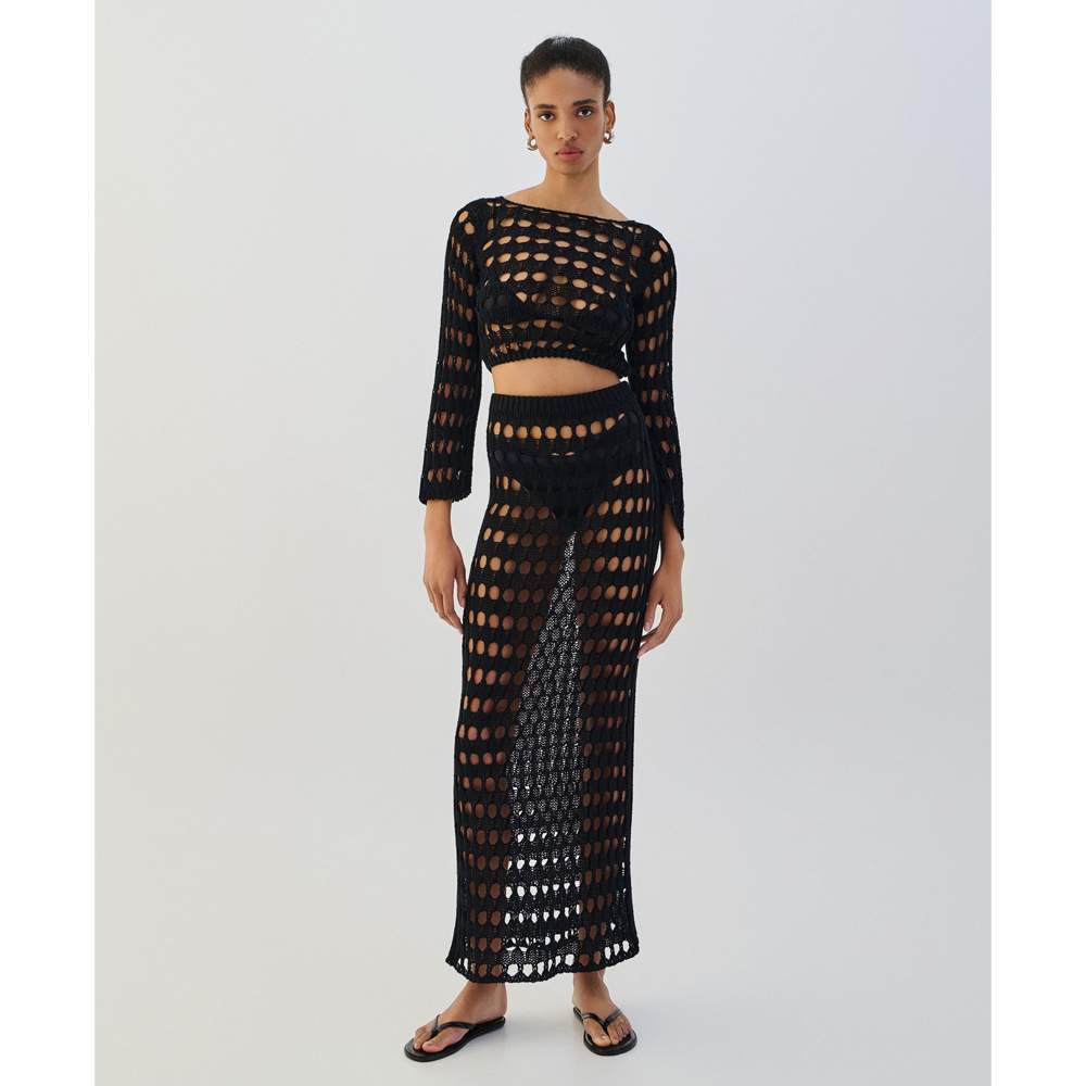 COMBOS KNITWEAR Skirt Maxi Net Γυναικεία Φούστα Μάξι Διχτυωτή - 2