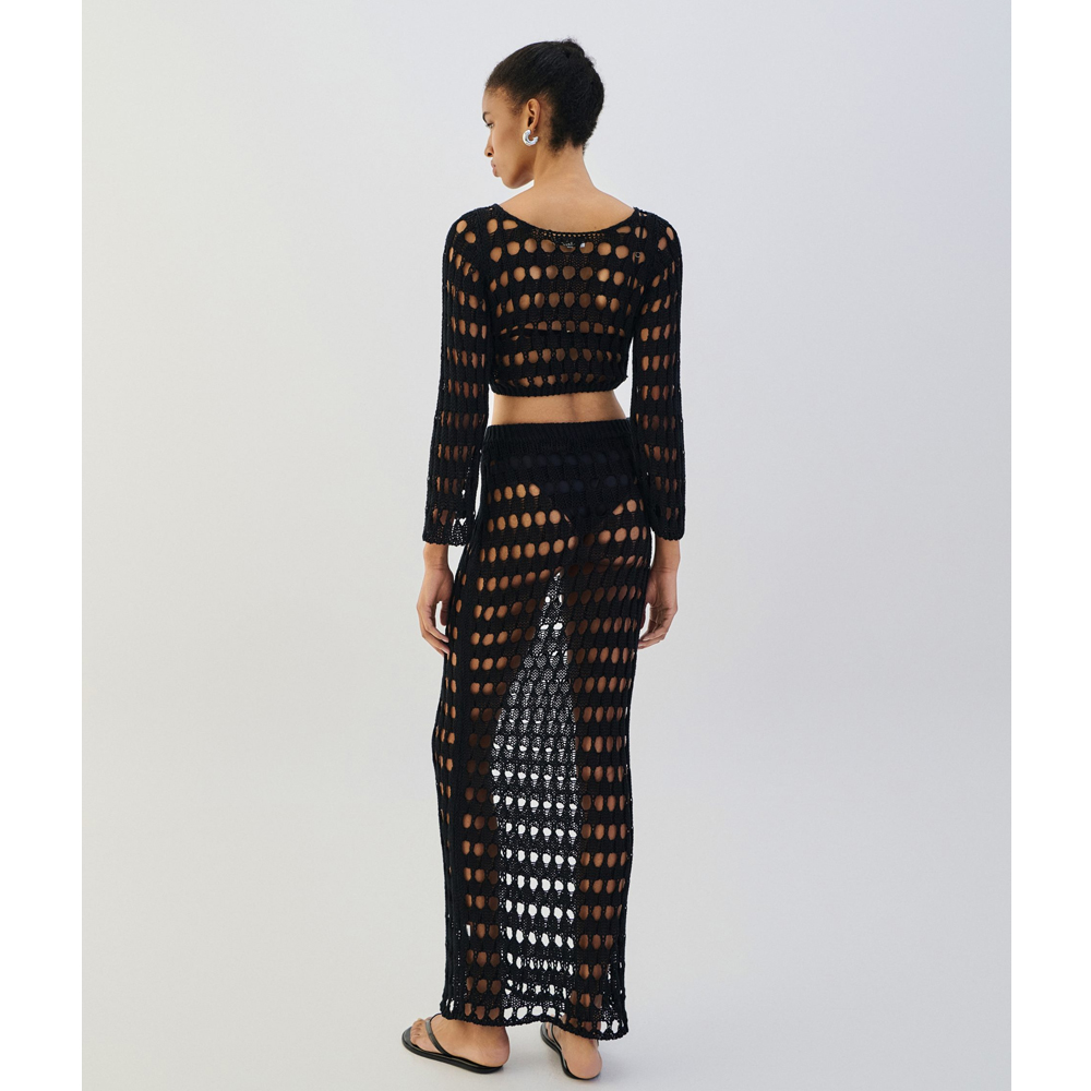COMBOS KNITWEAR Skirt Maxi Net Γυναικεία Φούστα Μάξι Διχτυωτή - 3