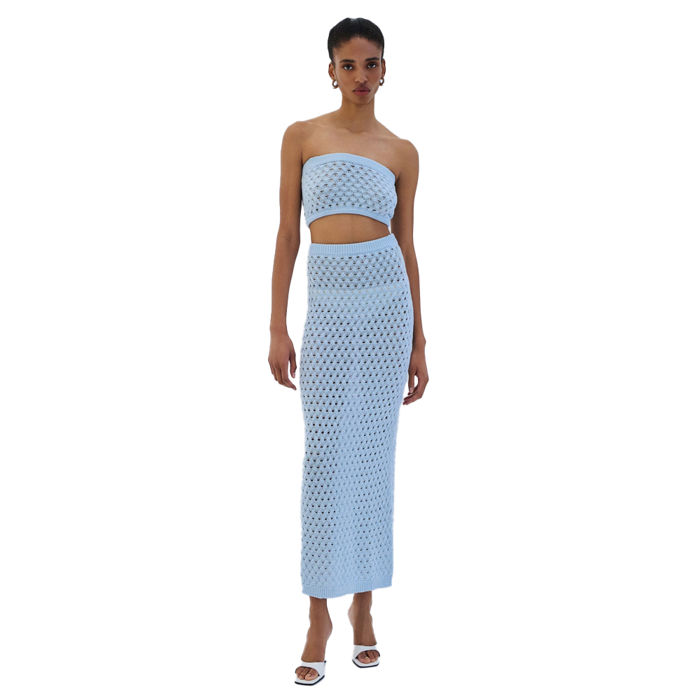 COMBOS KNITWEAR Skirt Maxi Knit Γυναικεία Φούστα Μάξι Πλεκτή - Γαλάζιο