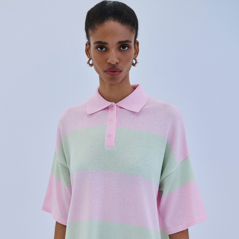 COMBOS KNITWEAR Blouse Polo Two-Tone Γυναικεία Μπλούζα Πόλο - 3