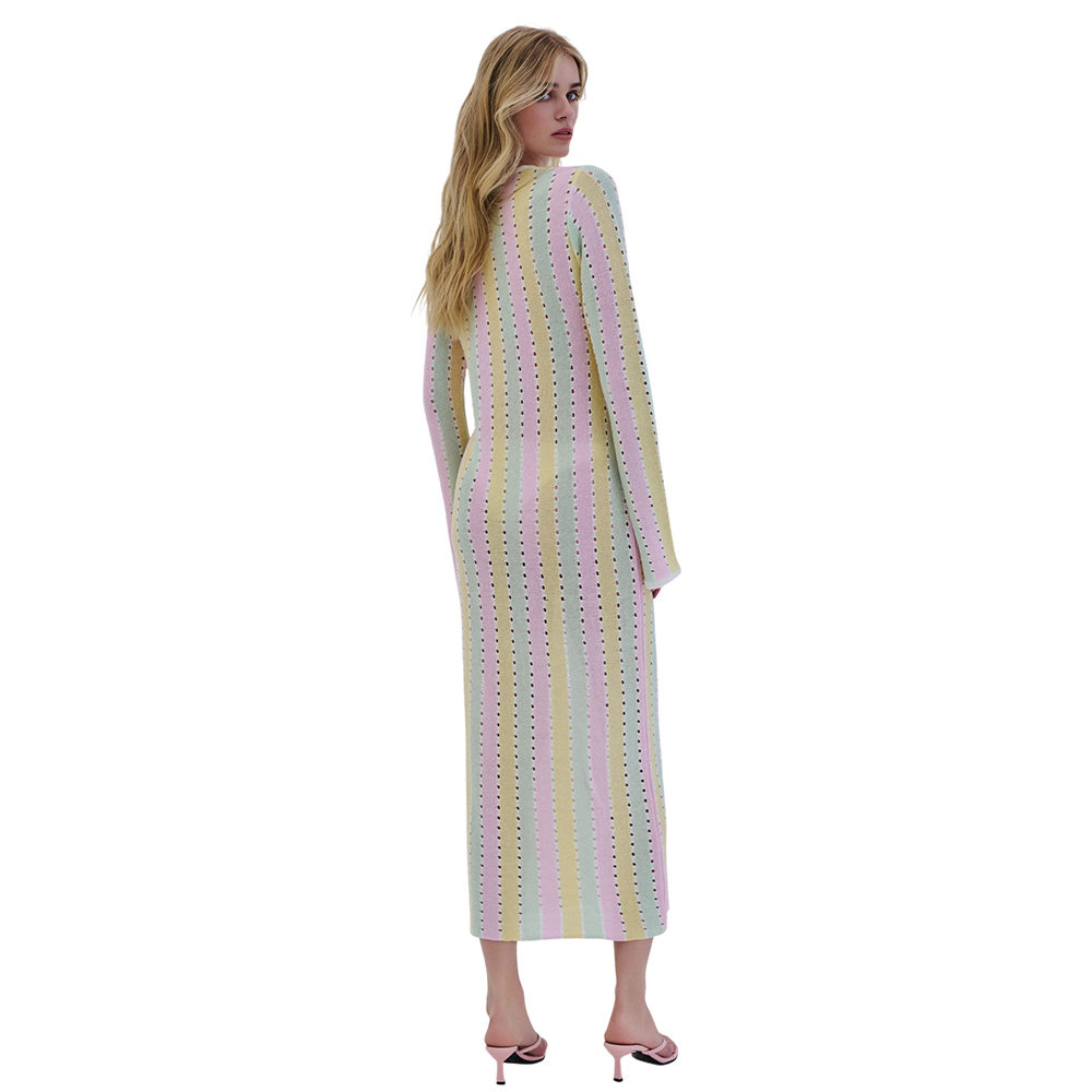COMBOS KNITWEAR Dress Maxi Ring Tricolor Γυναικείο Φόρεμα Μάξι - 2