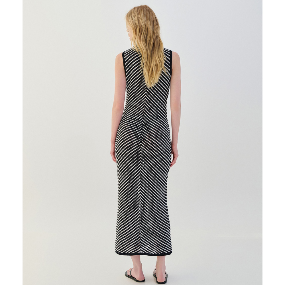 COMBOS KNITWEAR Dress Maxi Two-Tone  Γυναικείο Φόρεμα Μάξι - 2