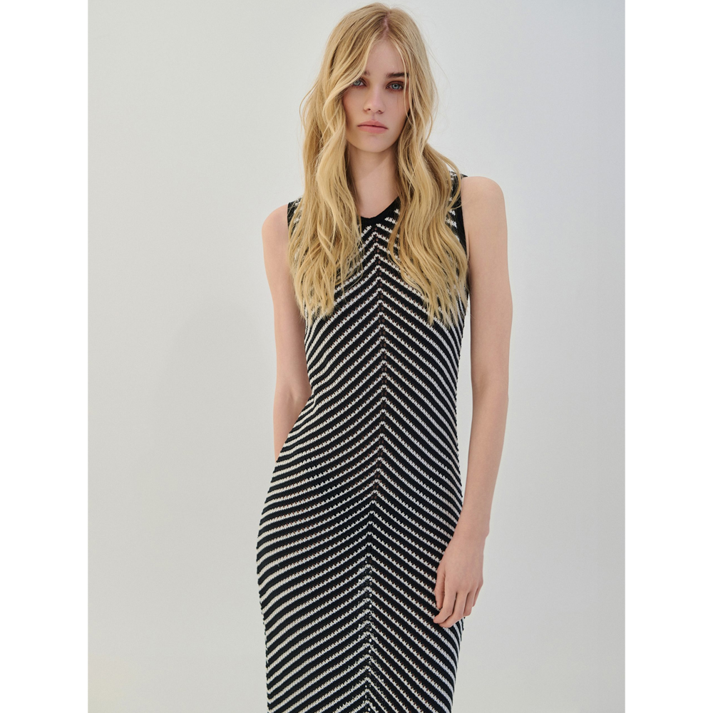 COMBOS KNITWEAR Dress Maxi Two-Tone  Γυναικείο Φόρεμα Μάξι - 3