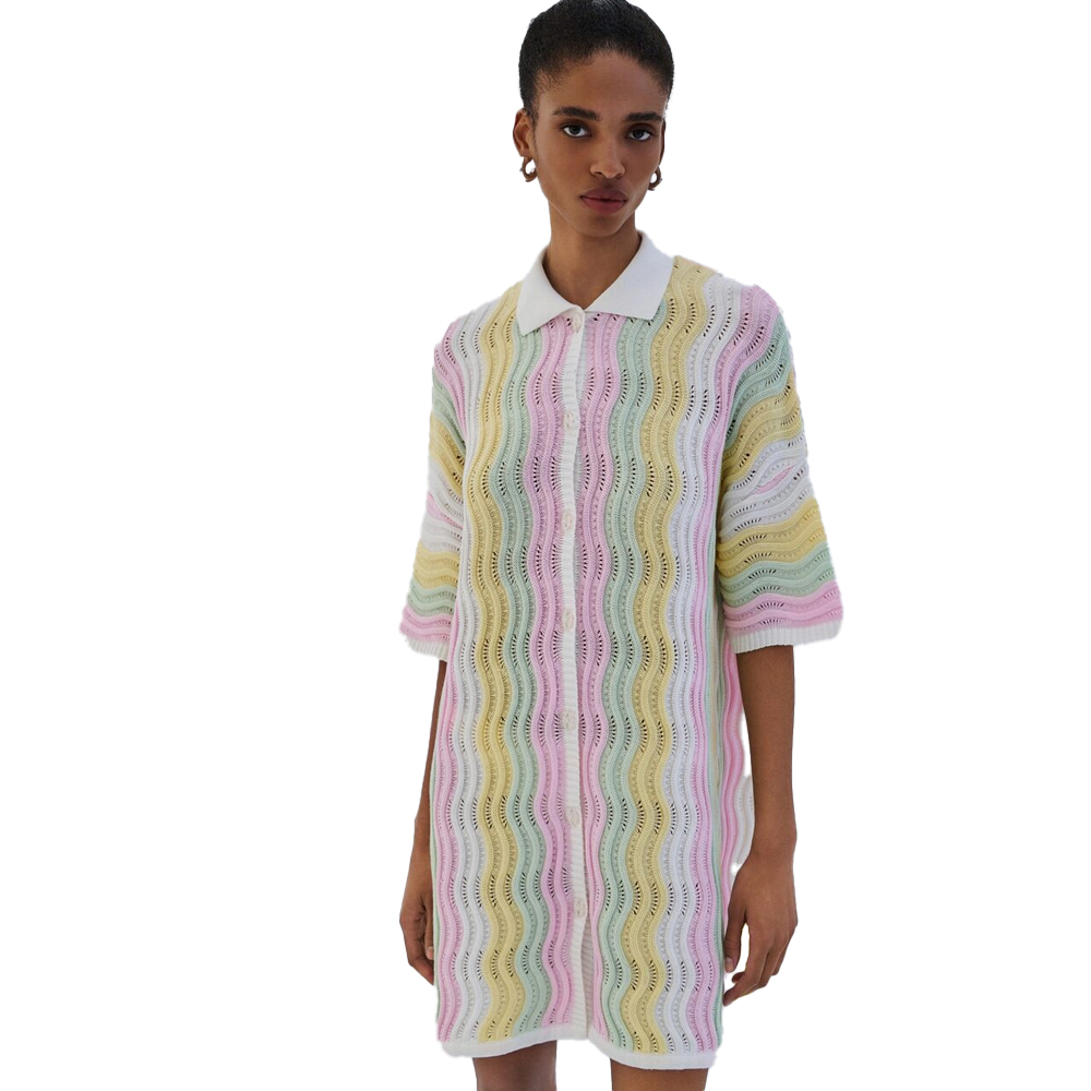 COMBOS KNITWEAR Dress Mini Polo Tricolor Γυναικείο Φόρεμα Μίνι - Multi
