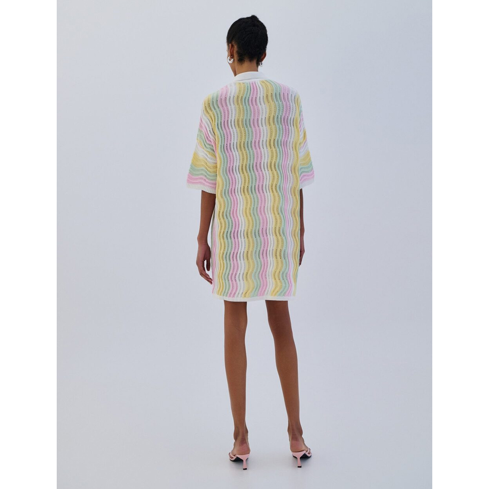 COMBOS KNITWEAR Dress Mini Polo Tricolor Γυναικείο Φόρεμα Μίνι - 2