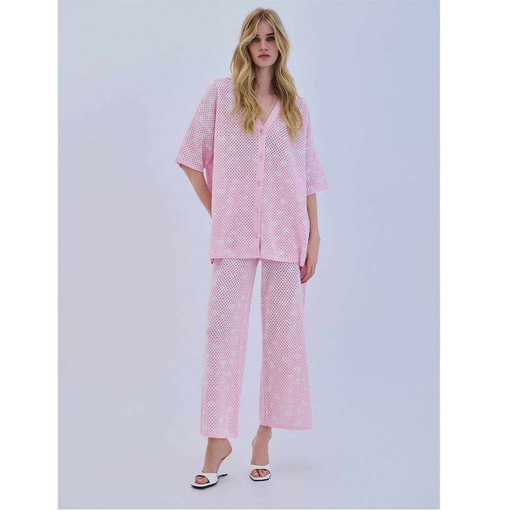 COMBOS KNITWEAR Pants Knit Hearts Γυναικείο Παντελόνι - 3