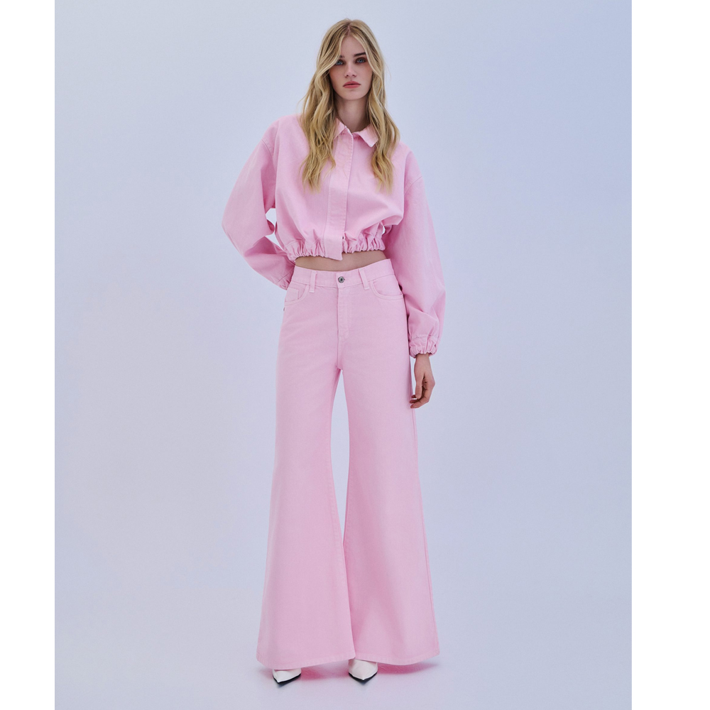 COMBOS KNITWEAR Denim Jacket Crop  Γυναικείο Μπουφάν Τζιν - 3