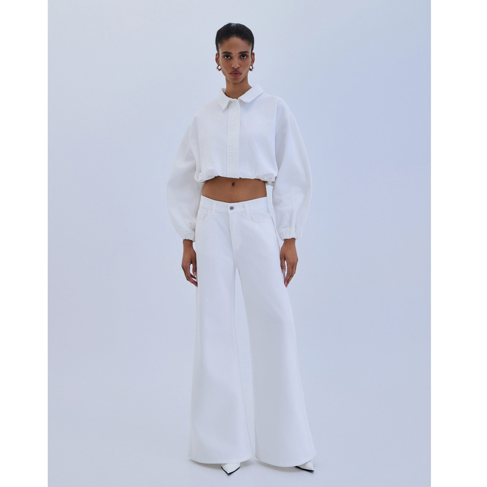 COMBOS KNITWEAR Denim Jacket Crop  Γυναικείο Μπουφάν Τζιν - 3