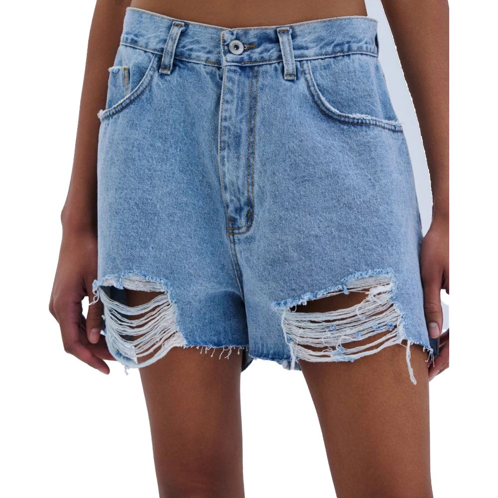 COMBOS KNITWEAR Denim Shorts Ripped Γυναικείο Σορτσάκι Τζιν - Γαλάζιο
