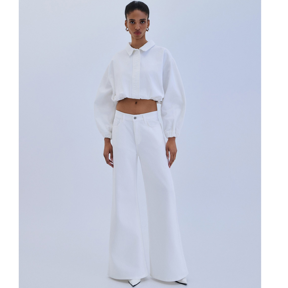 COMBOS KNITWEAR Denim Trouser Flare Γυναικείο Τζιν Παντελόνι - 3