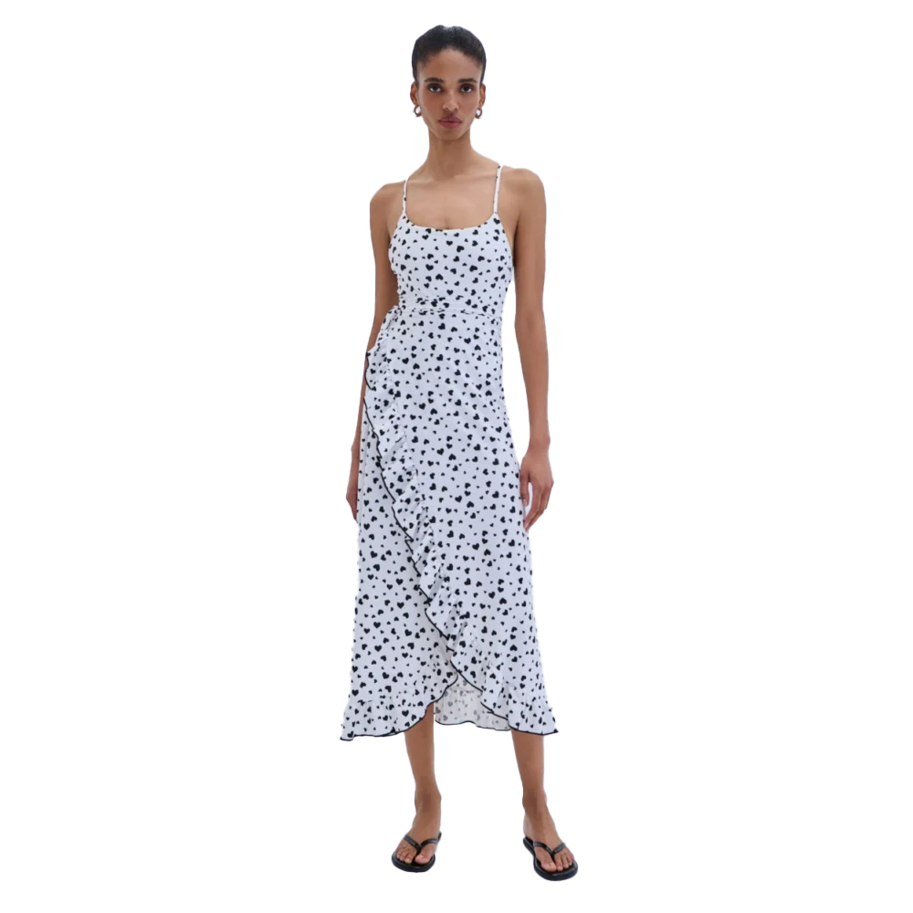 COMBOS KNITWEAR Pareo Maxi Hearts Γυναικείο Παρεό Μάξι - Λευκό-Μαύρο