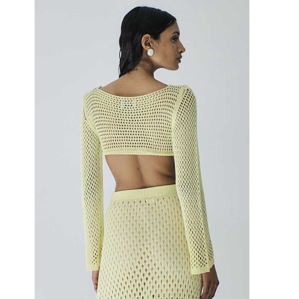 COMBOS KNITWEAR Crop Top Net Γυναικείο Κοντό Μπλουζάκι Δίχτυ  - 2