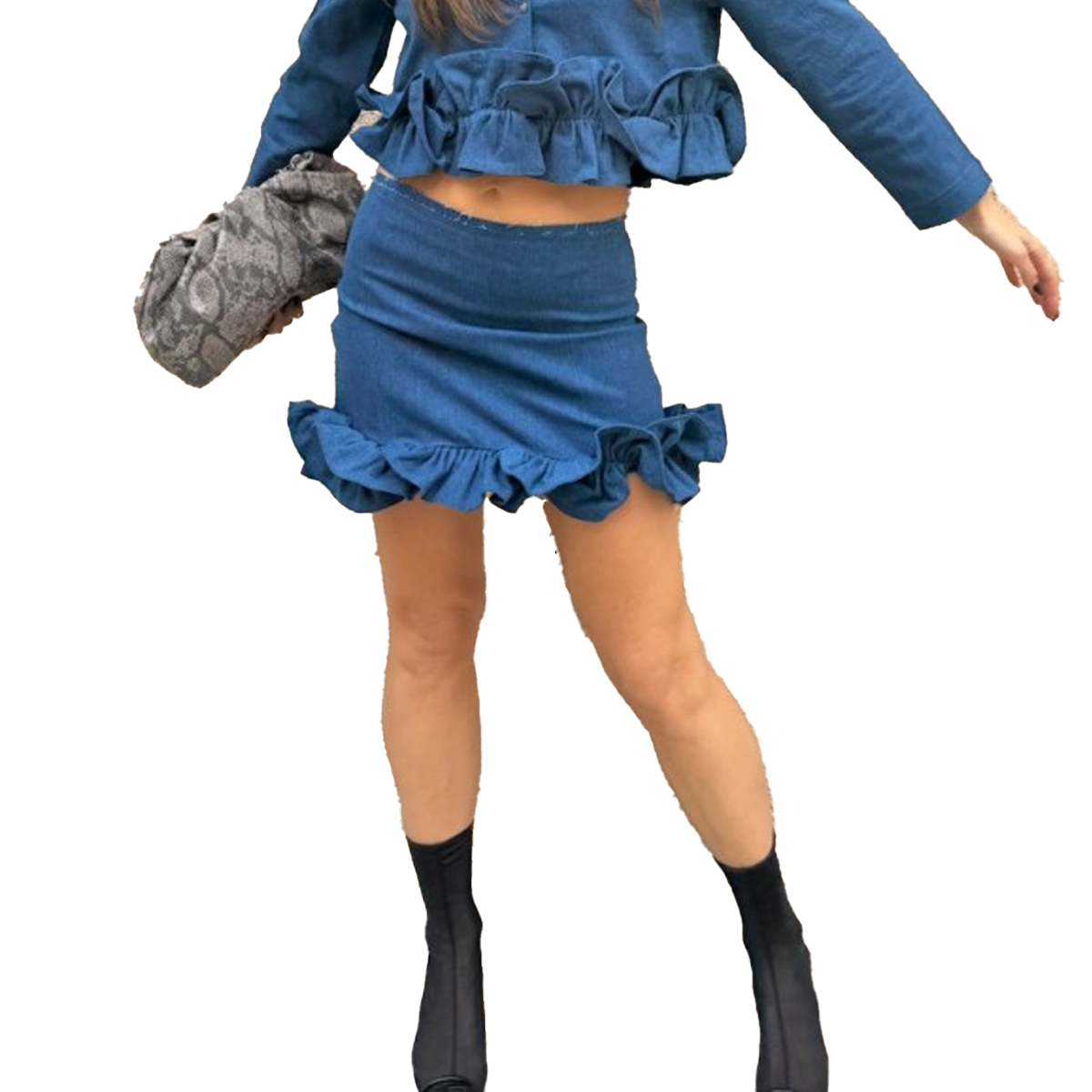 MILKWHITE Jean Skirt Γυναικεία Τζιν Φούστα Μίνι - Μπλε