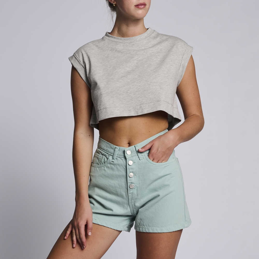 STEFANIA FRANGISTA Jagger Dusty Acqua Shorts Γυναικείο Denim Σορτς - 3