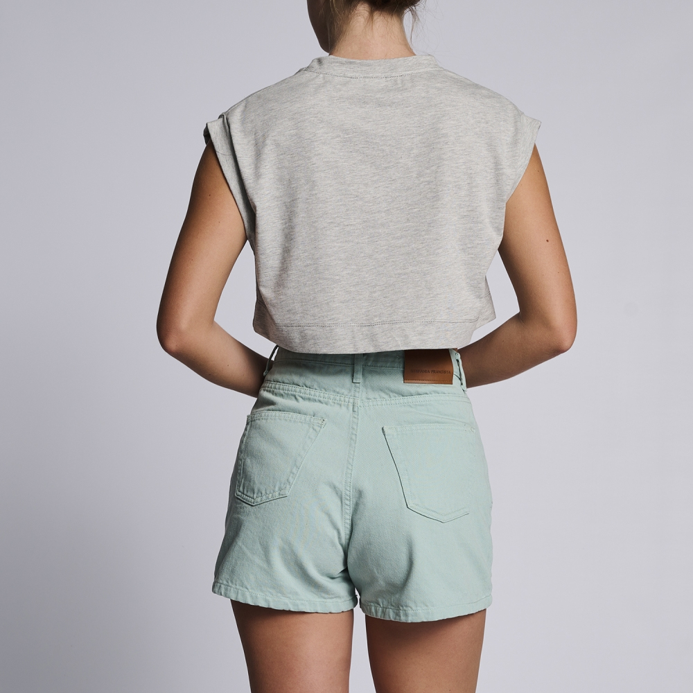 STEFANIA FRANGISTA Jagger Dusty Acqua Shorts Γυναικείο Denim Σορτς - 4