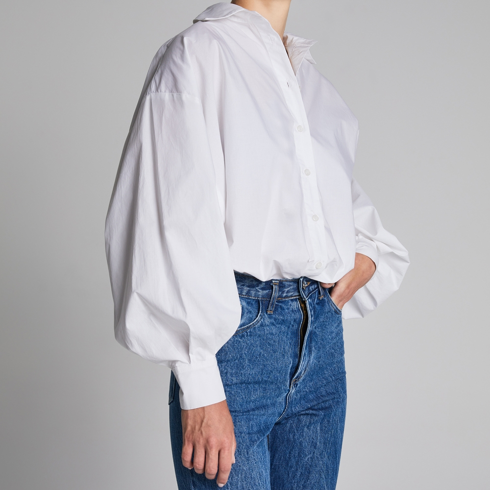 STEFANIA FRANGISTA The Baloon Sleeve Shirt White Γυναικείο Πουκάμισο  - 4