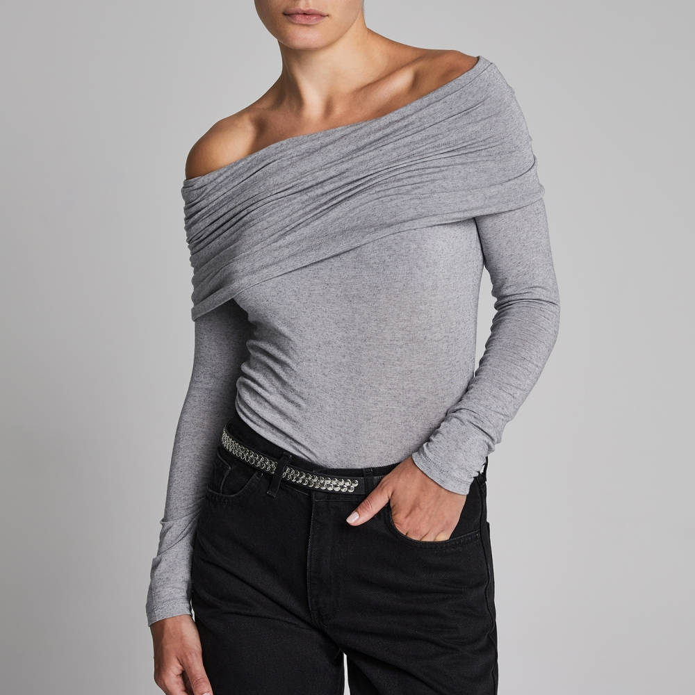 STEFANIA FRANGISTA The Off Shoulder Top Grey Γυναικεία Μπλούζα  - 2