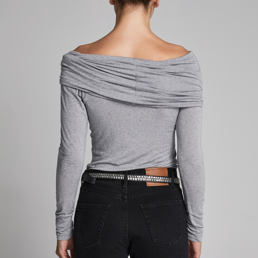 STEFANIA FRANGISTA The Off Shoulder Top Grey Γυναικεία Μπλούζα  - 3