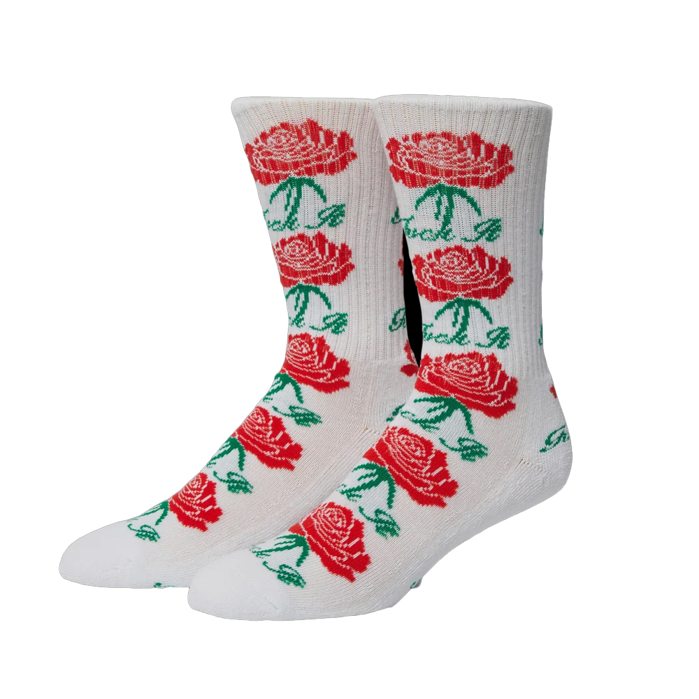 HUF Fuck It Rose Crew Sock Moo Crew Unisex Κάλτσες - Λευκό