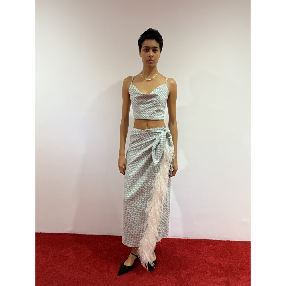  MILKWHITE Wrap Skirt With Feathers Γυναικεία Φούστα - 2