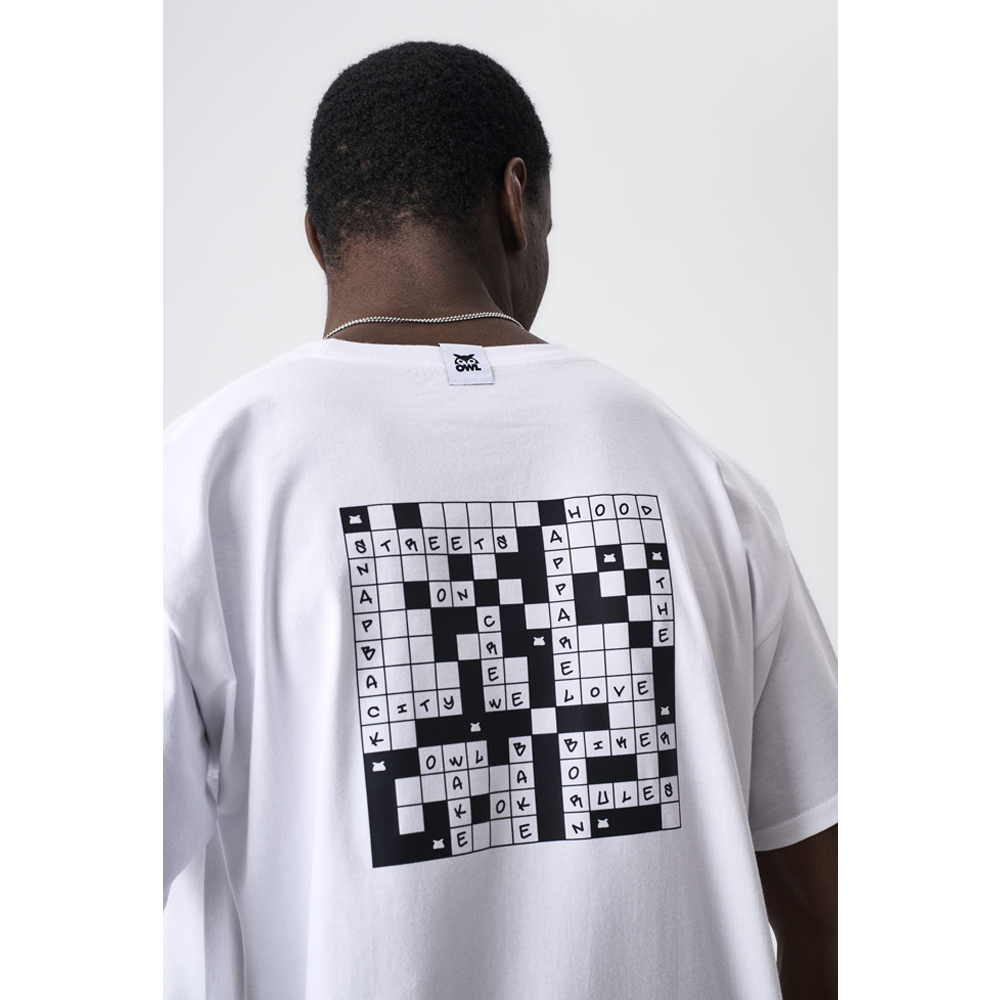 OWL T-Shirt White Owl Crossword Ανδρική Μπλούζα  - 2