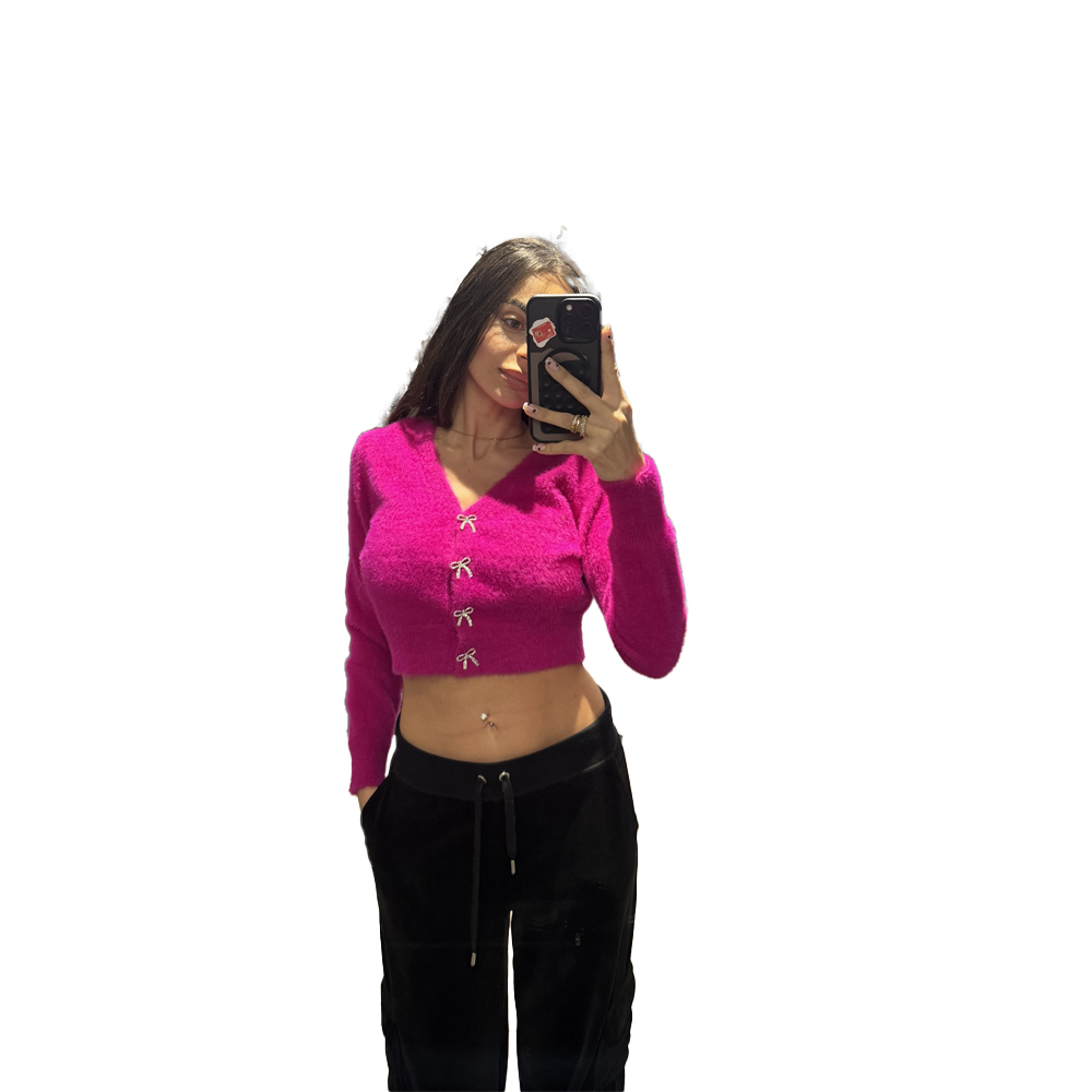 MILKWHITE Cardigan With Crystal Buttons Γυναικεία Ζακέτα  - 5