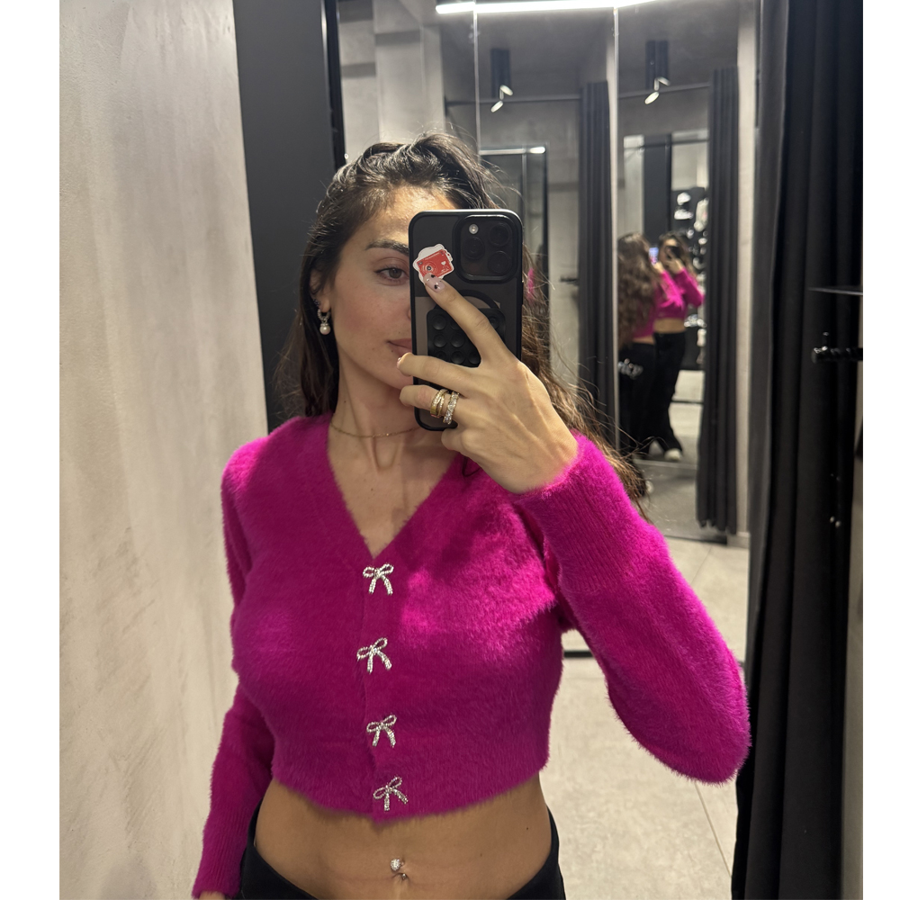 MILKWHITE Cardigan With Crystal Buttons Γυναικεία Ζακέτα  - 3