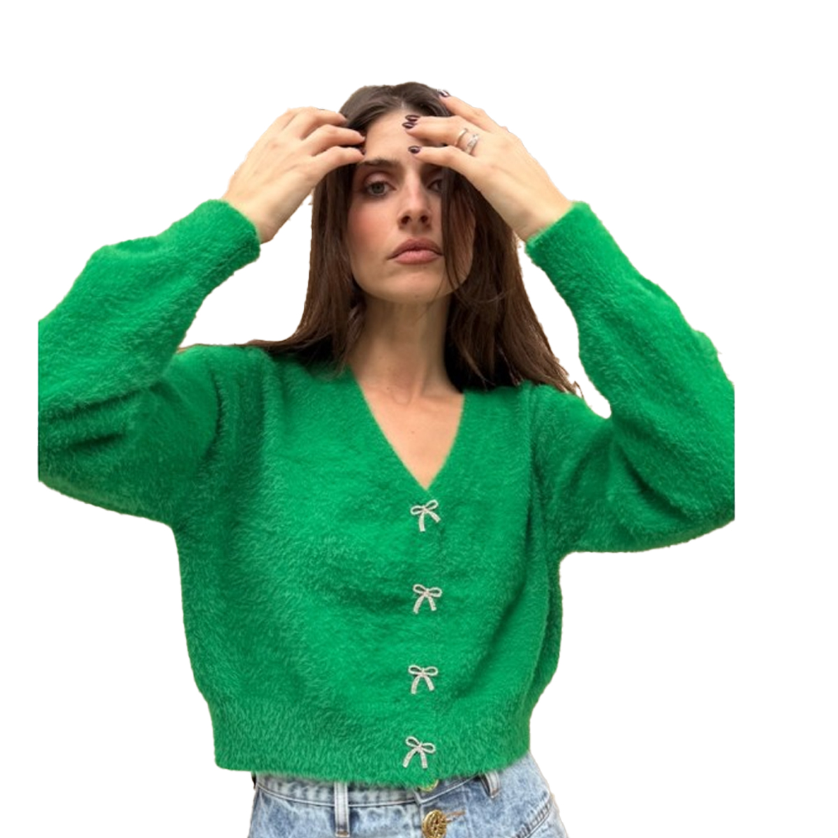 MILKWHITE Cardigan With Crystal Buttons Γυναικεία Ζακέτα  - 2