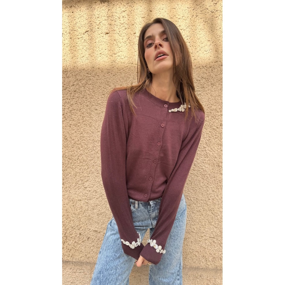 MILKWHITE Cardigan With Rhinestones Γυναικεία Ζακέτα Με Κρύσταλλα - 2