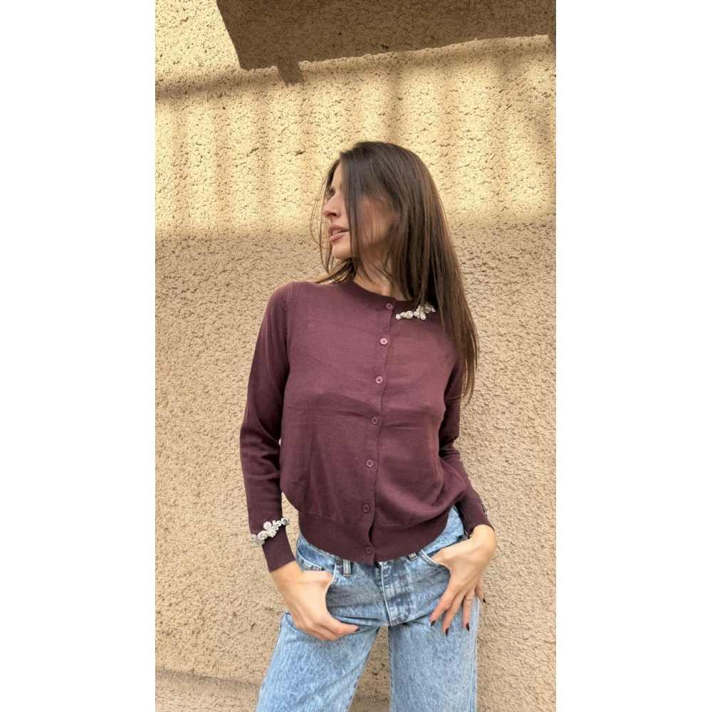 MILKWHITE Cardigan With Rhinestones Γυναικεία Ζακέτα Με Κρύσταλλα - 3